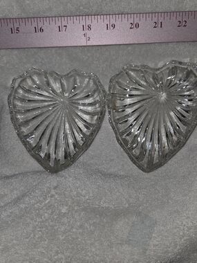 Pair of Heart-Shaped Glass Dishes - Clear